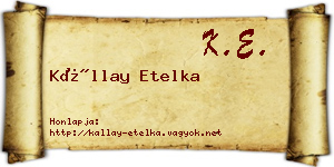 Kállay Etelka névjegykártya