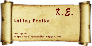 Kállay Etelka névjegykártya